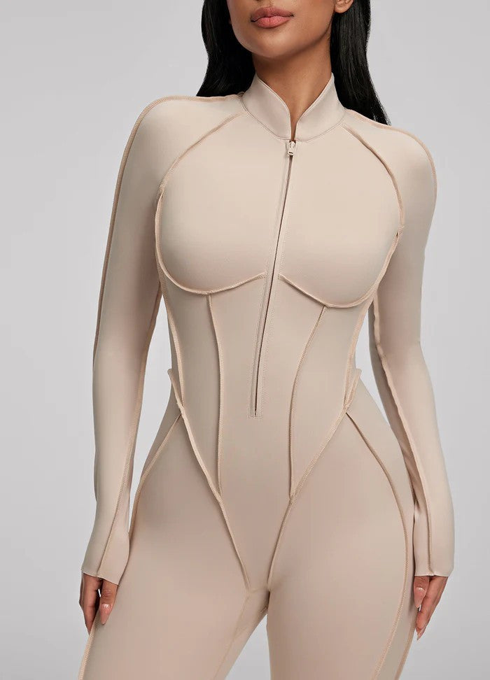 Sculpt Zip-Front Long Sleeve Catsuit by Aurzelle Couture
