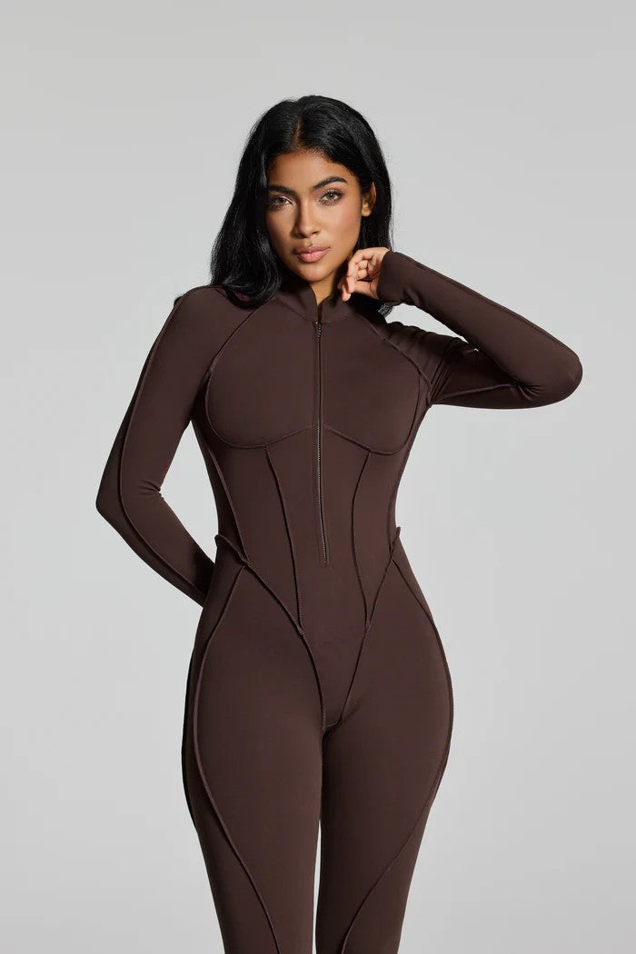 Sculpt Zip-Front Long Sleeve Catsuit by Aurzelle Couture