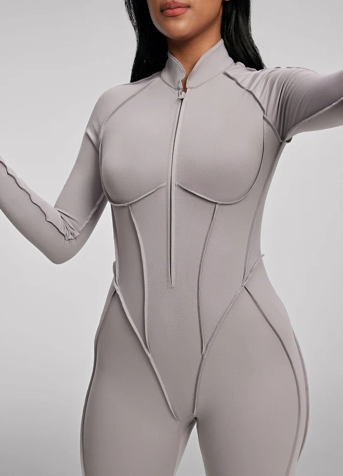 Sculpt Zip-Front Long Sleeve Catsuit by Aurzelle Couture