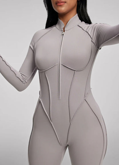 Sculpt Zip-Front Long Sleeve Catsuit by Aurzelle Couture