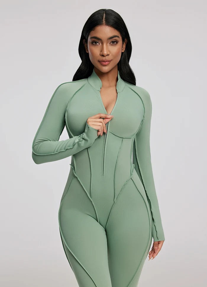 Sculpt Zip-Front Long Sleeve Catsuit by Aurzelle Couture
