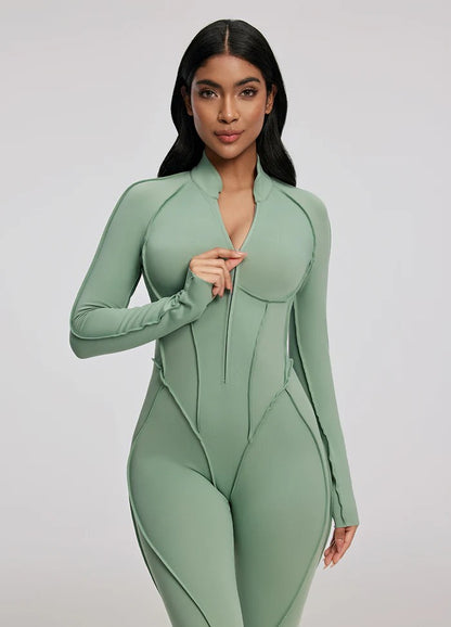 Sculpt Zip-Front Long Sleeve Catsuit by Aurzelle Couture