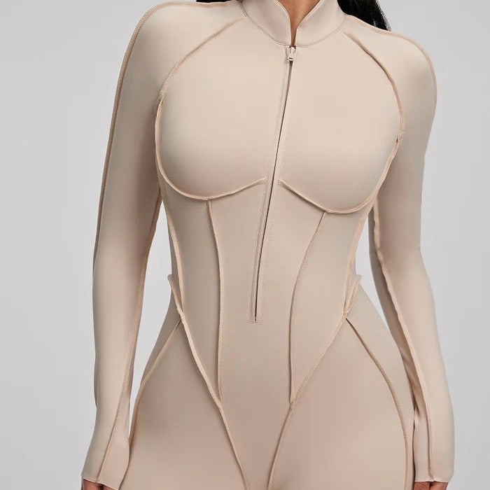 Sculpt Zip-Front Long Sleeve Catsuit by Aurzelle Couture